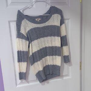 Gray and Cream Striped Sweater